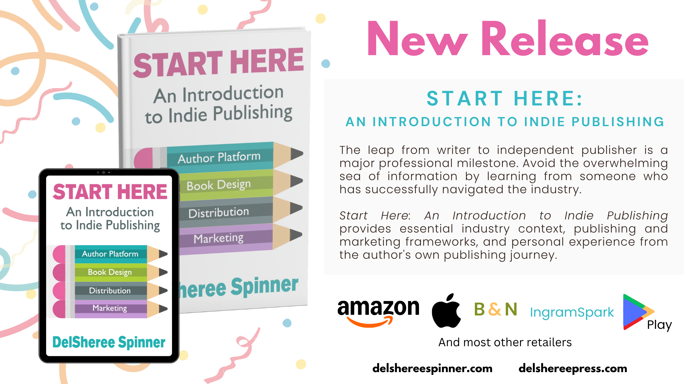 new release graphic for the book start here: an introduction to indie publishing